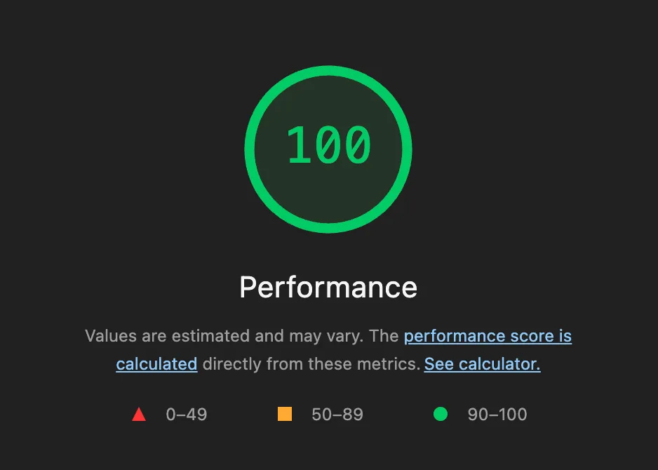 100 Lighthouse Score